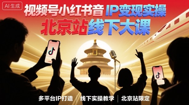 视频号小红书抖音IP变现实操北京站线下大课,40+行业短视频高变现姿势,100+IP高变现实操技术插图 视频号小红书抖音IP变现实操北京站线下大课,40+行业短视频高变现姿势,100+IP高变现实操技术