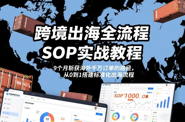 跨境出海全流程全盘托出SOP实战教程，9个月斩获海外千万订单的路径，从0到1搭建标准化出海流程