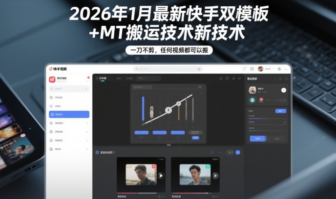 2026年1月最新快手双模板+MT搬运技术,一刀不剪,任何视频都可以搬插图 2026年1月最新快手双模板+MT搬运技术,一刀不剪,任何视频都可以搬